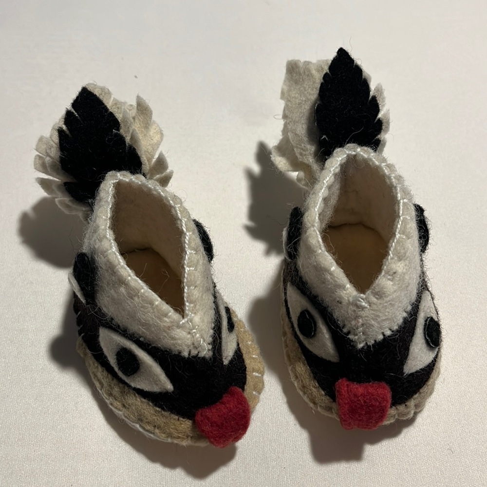 Handmade Racoon baby slippers
